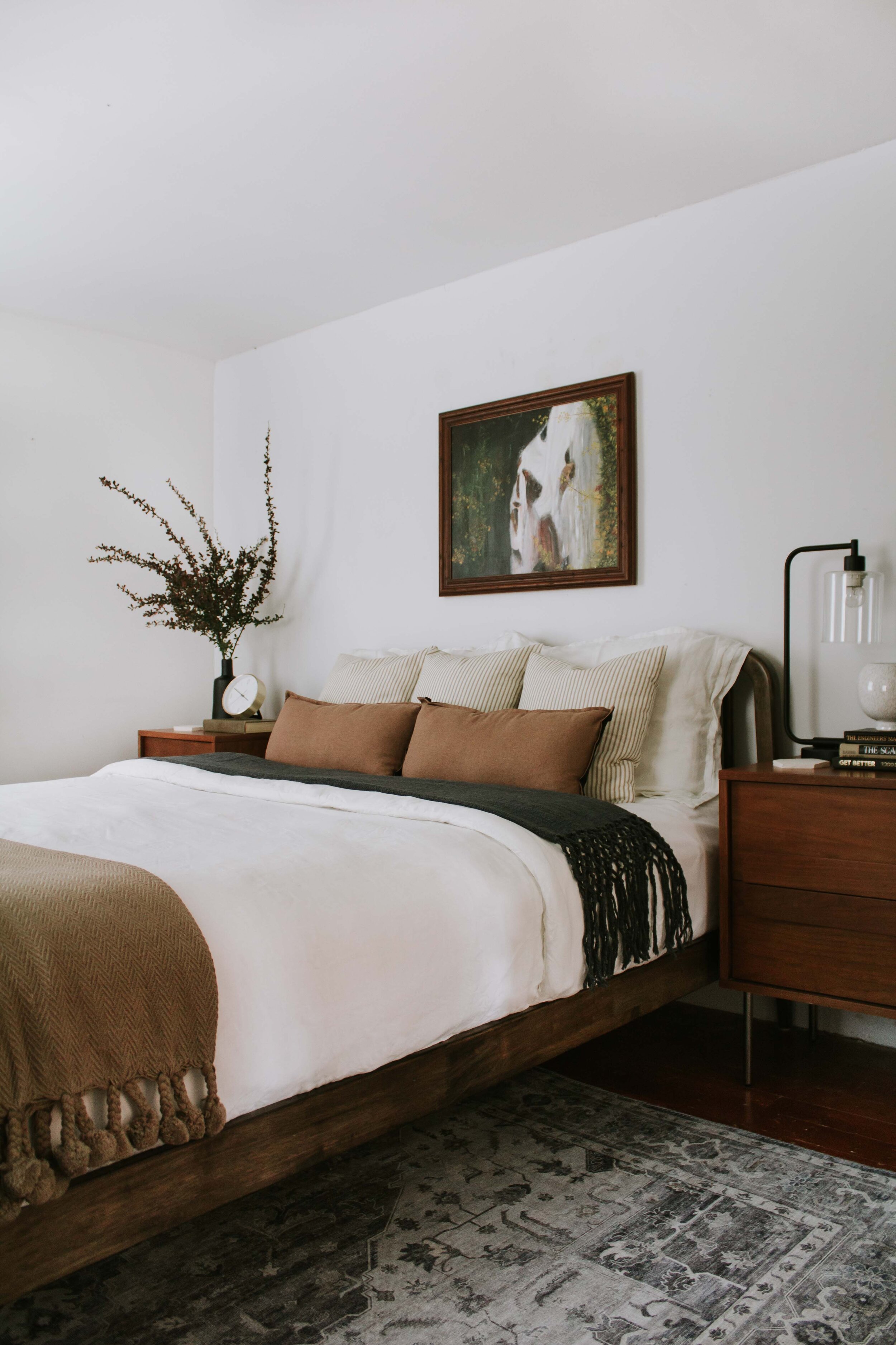 Our Bedroom "As Is" and 9 spindle bed alternatives - modern traditional bedroom decor and cozy bedroom inspiration. | Nadine Stay