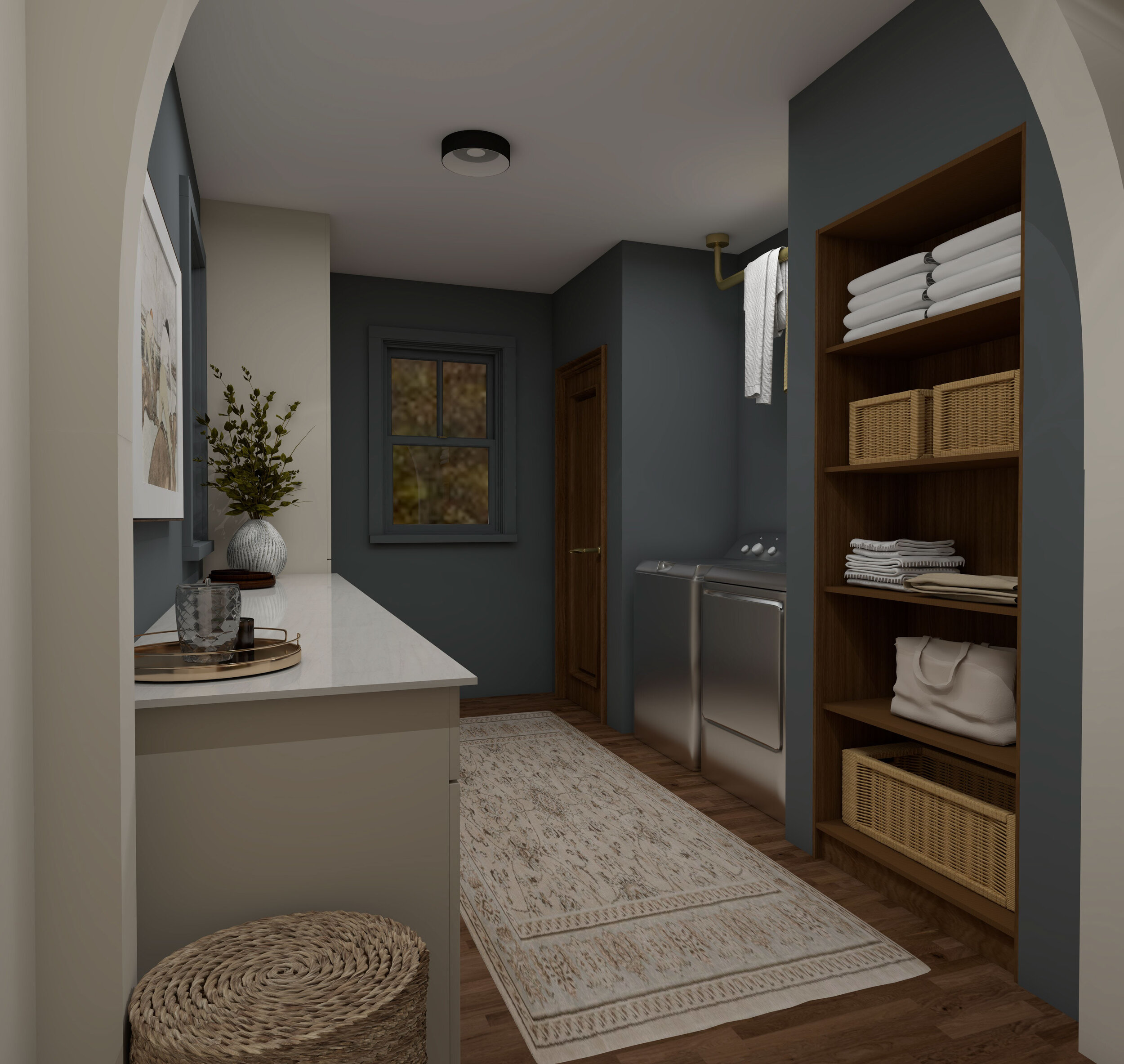Reader Room Virtual Makeover - A moody and blue laundry room before and after by Nadine Stay