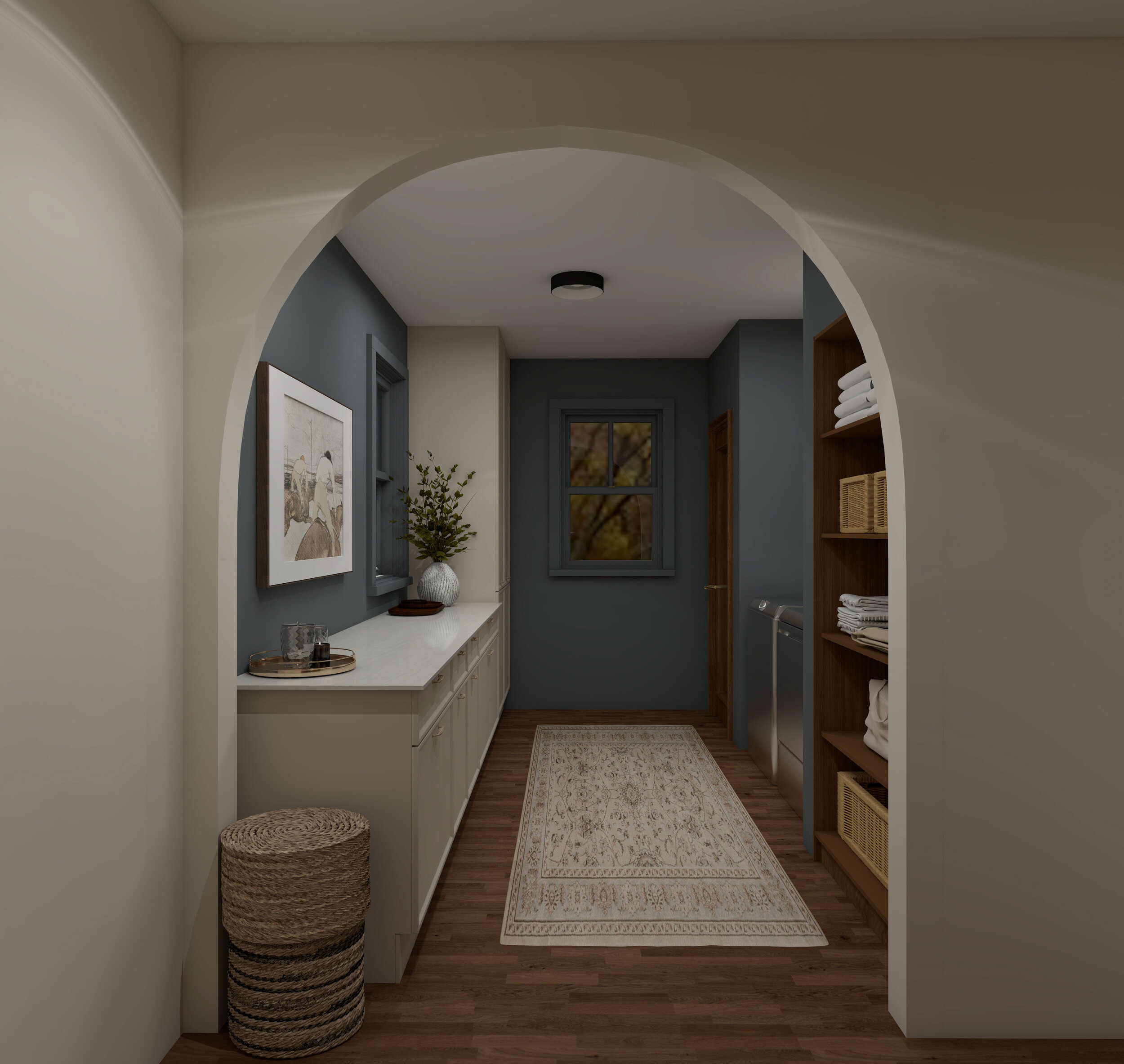 Reader Room Virtual Makeover - A moody and blue laundry room before and after by Nadine Stay