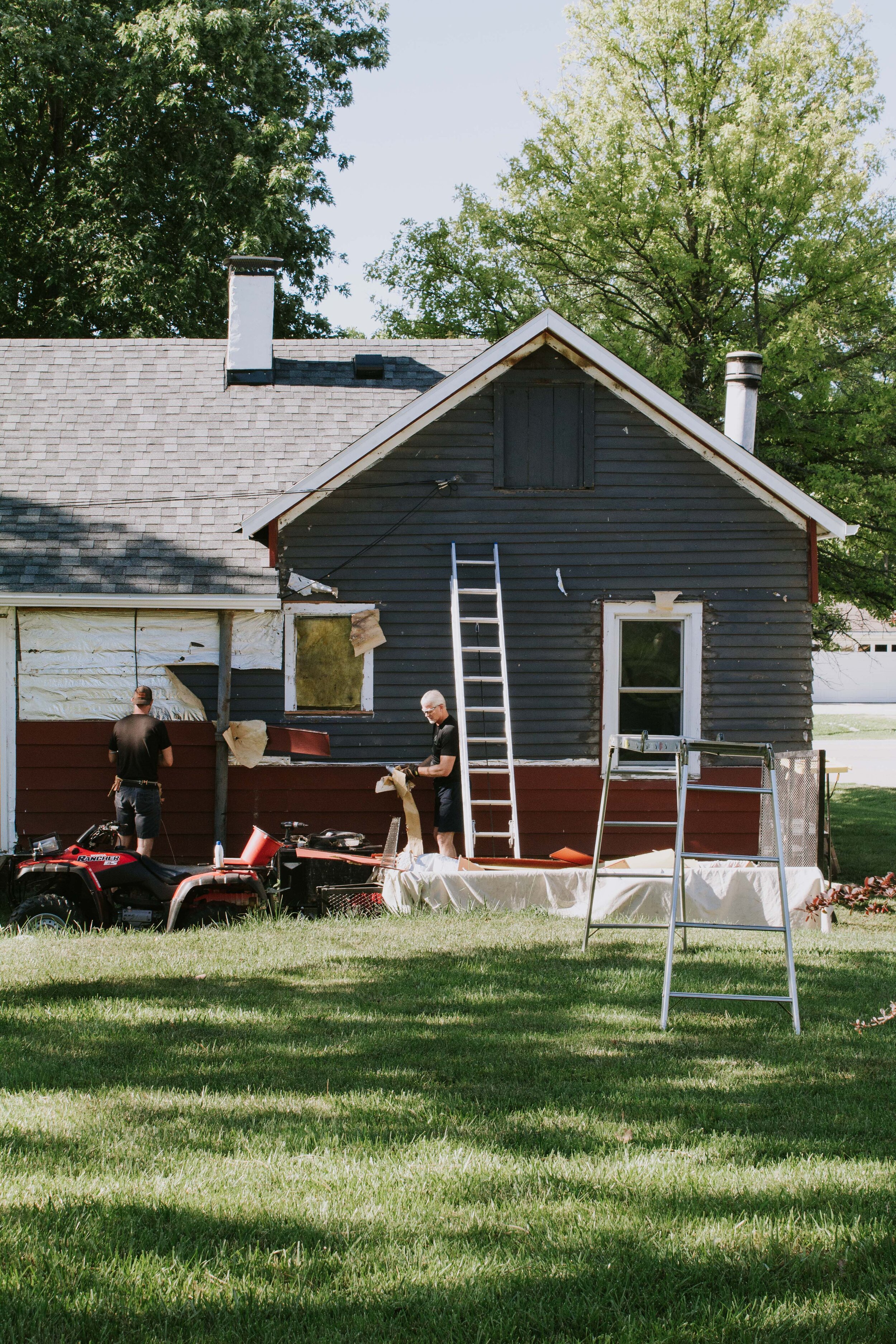 House exterior update: The old siding is gone and tyvek is on! Our siding game plan and the material we chose! | Nadine Stay