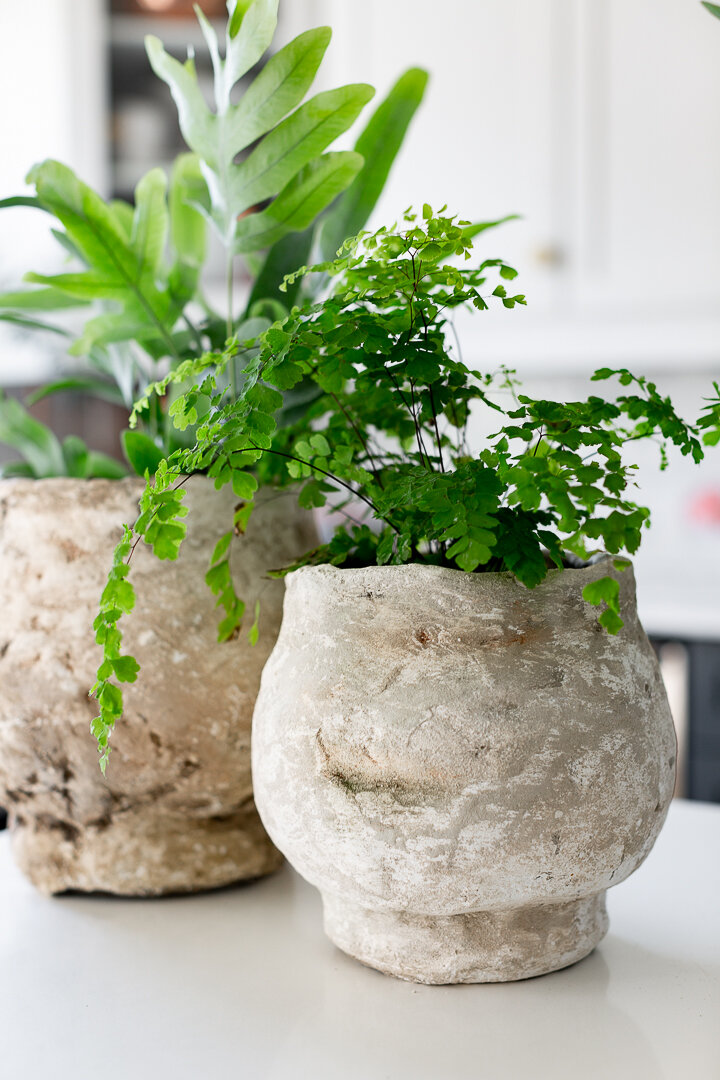 A roundup of the 8 best faux aged old world pottery tutorials. How to make new vases look like old stone planters. - Nadine Stay | Image via Craftberry Bush