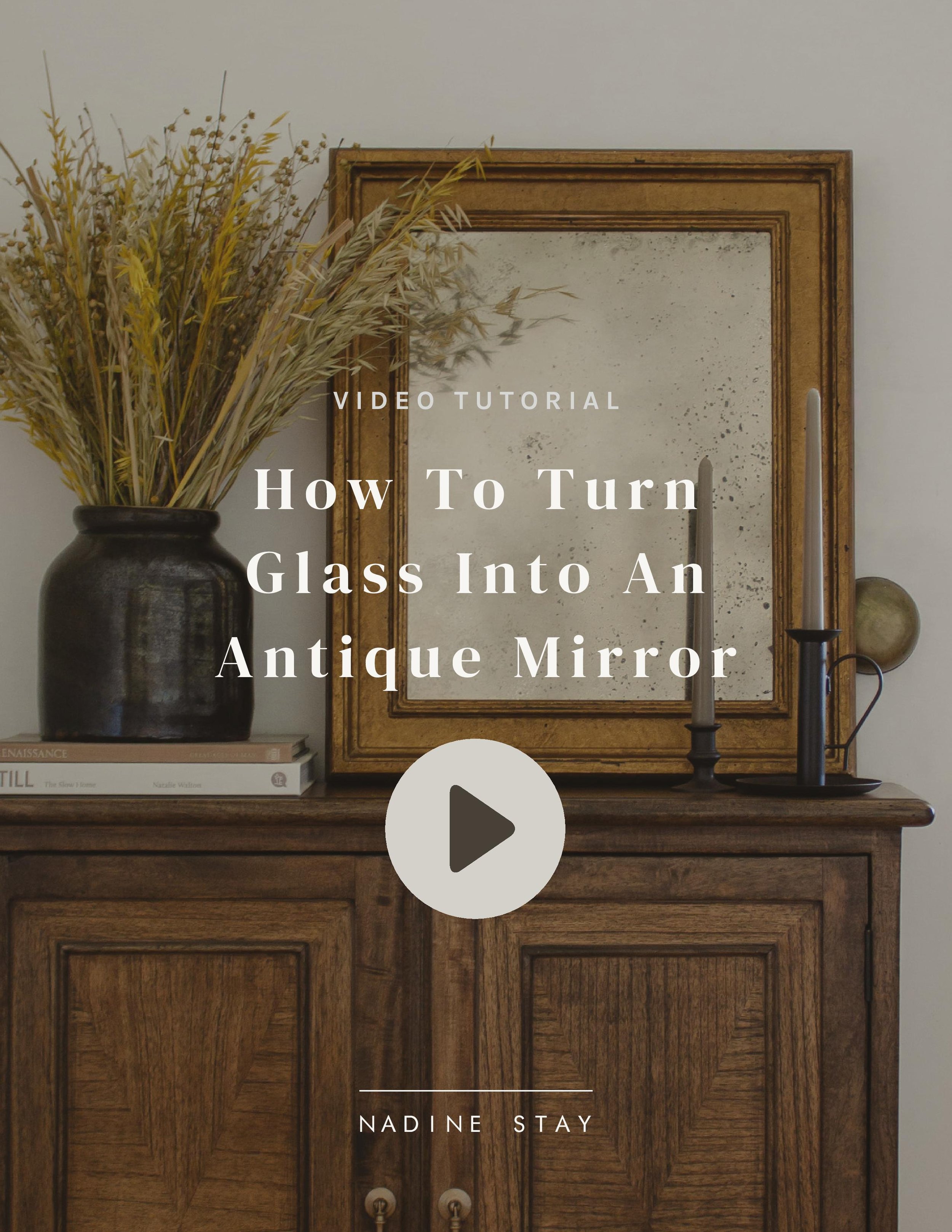 DIY Antique Mirror For Less Than $15 | Nadine Stay - How to make a mirror look old. How to turn glass into an antique mirror. How to turn an antique frame into an aged mirror.