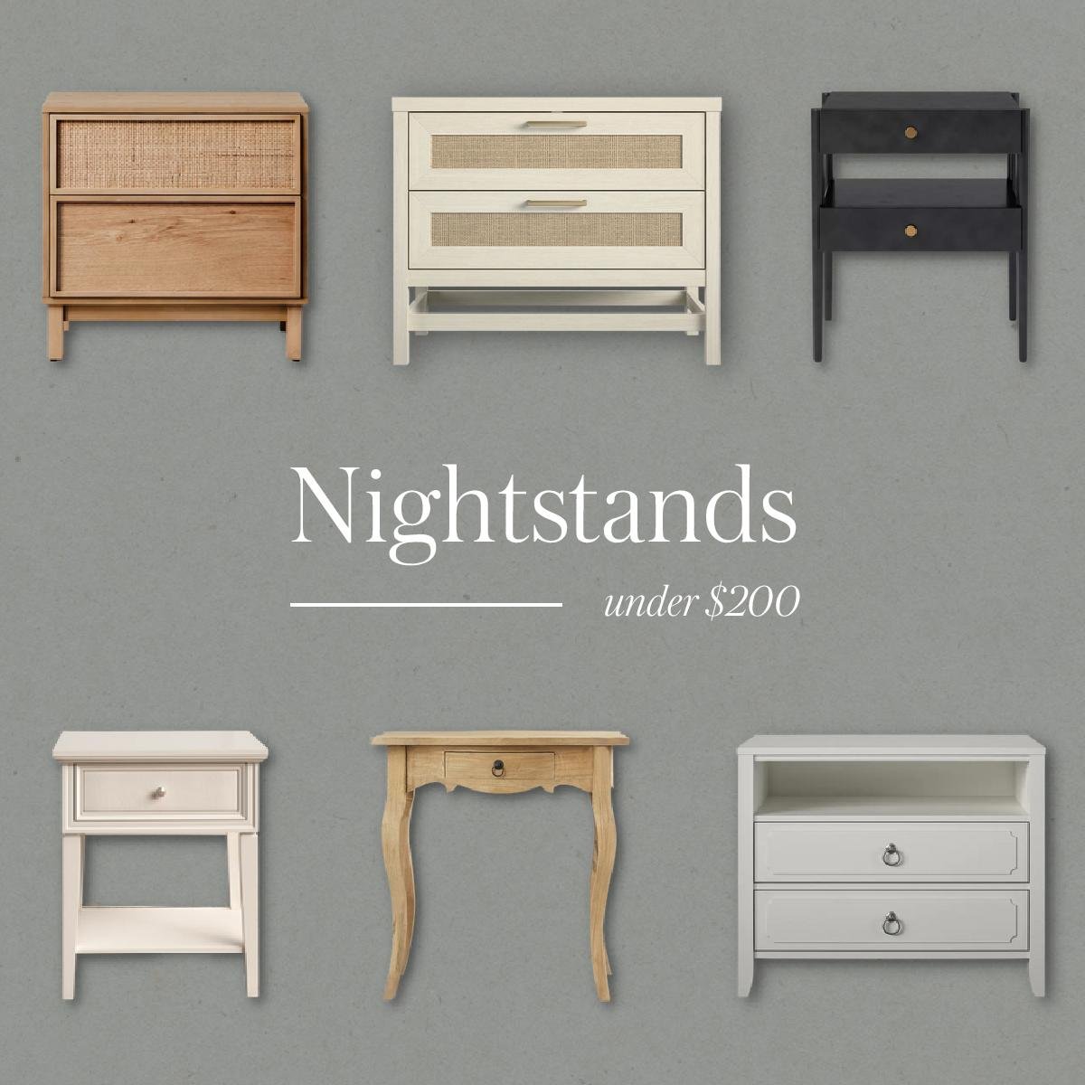 Nightstand Size Guide - Nadine Stay | What size nightstand you should get for a twin, queen, and king bed. Budget friendly nightstands. Nightstands under $200.
