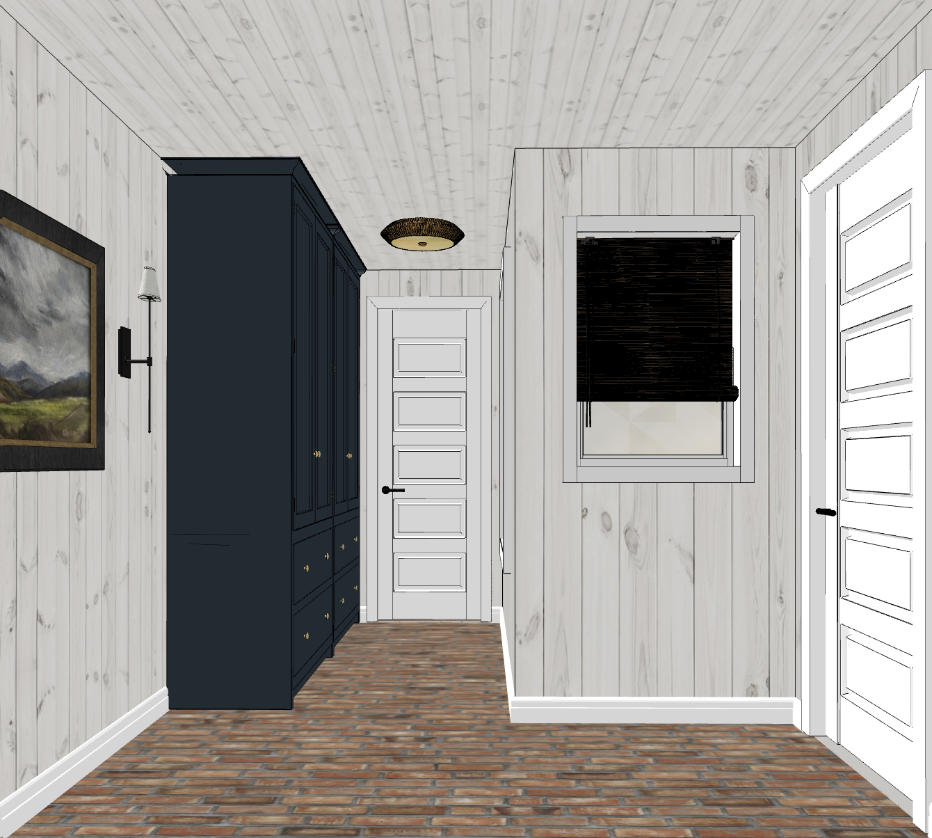 Laundry room renovation plans and renderings - Nadine Stay. Floor plan layouts and laundry room design plans. Custom closets and brick veneers in a laundry room. Laundry room design renderings by Nadine Stay
