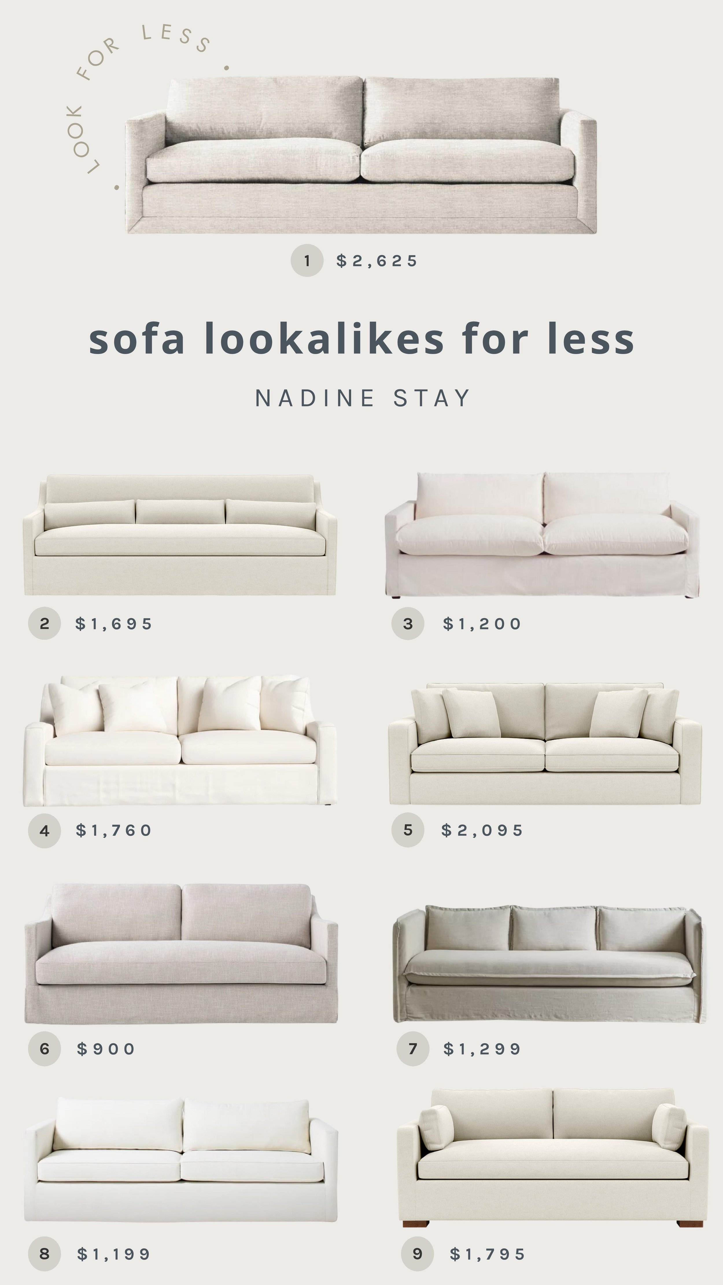 Maiden Home sofa lookalikes for less. Ivory california casual sofa recommendations. Where to buy quality sofas for less. Interior Define sofas I love. Target sofa by McGee & Co. Amber Interiors inspired sofas. | Nadine Stay
