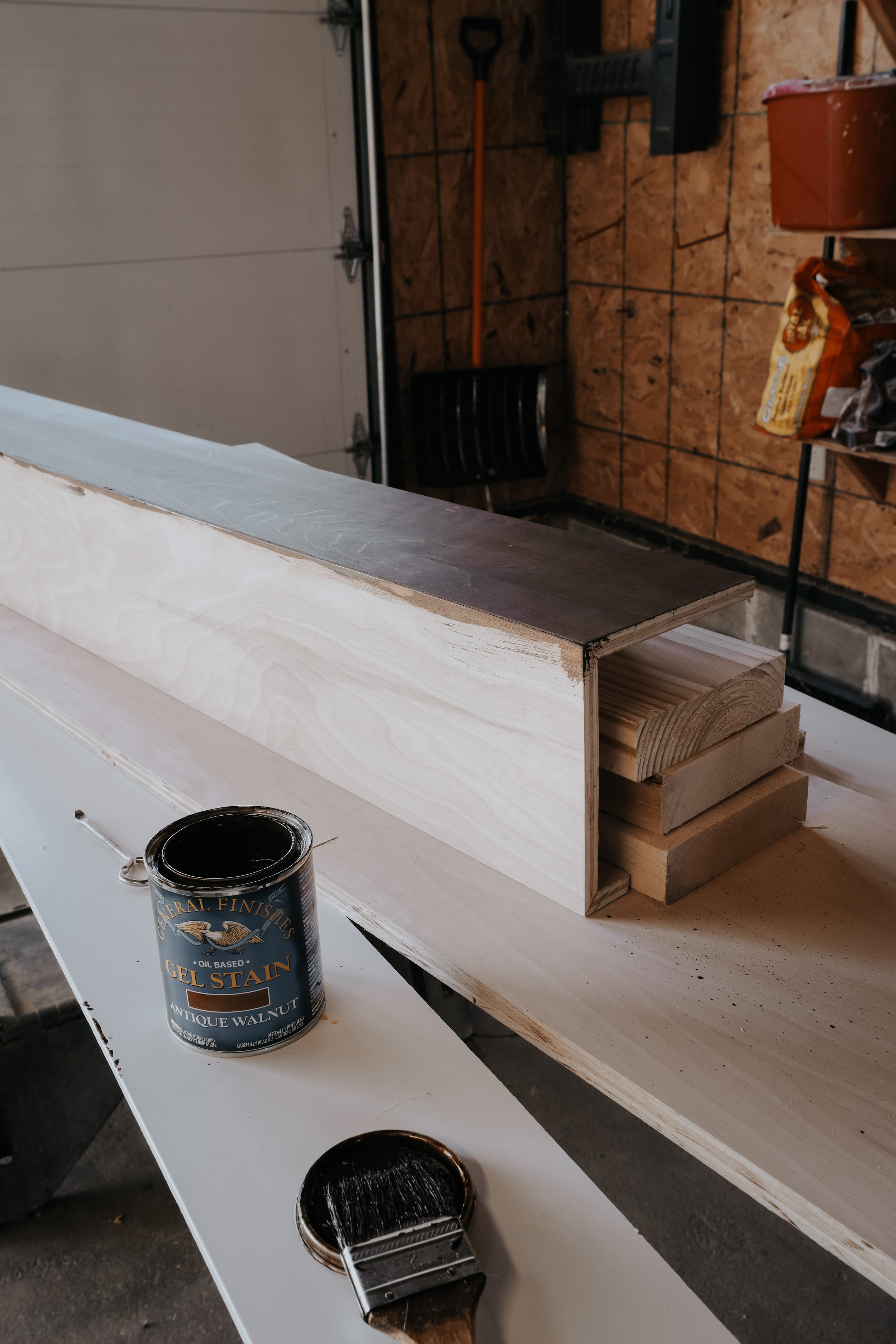 How to build a faux beam | Nadine Stay - How to build a hollow beam out of plywood. How to cover up an ugly beam. DIY beam tutorial with mitered edges.