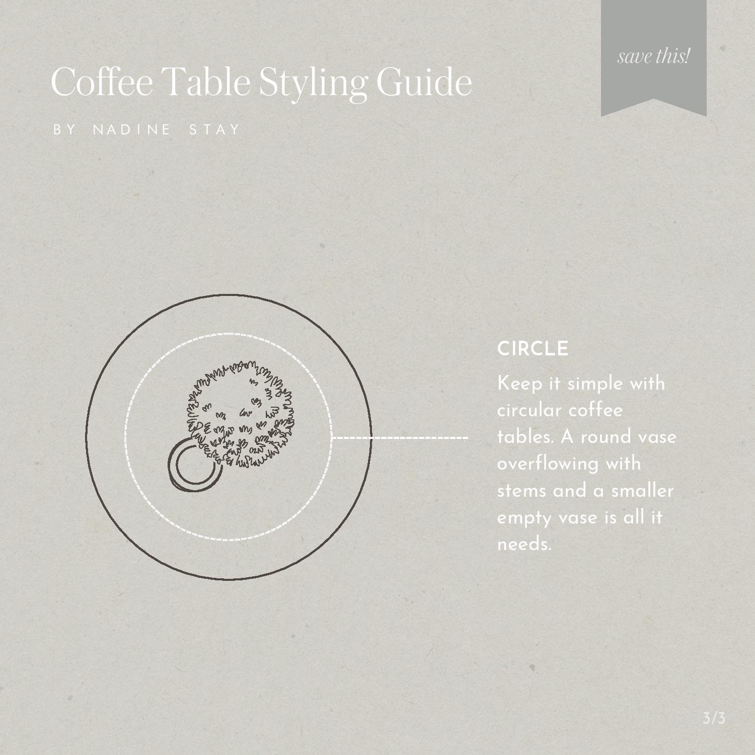 Coffee Table Styling Guide - By Nadine Stay | How to decorate a round coffee table. How to style a coffee table.
