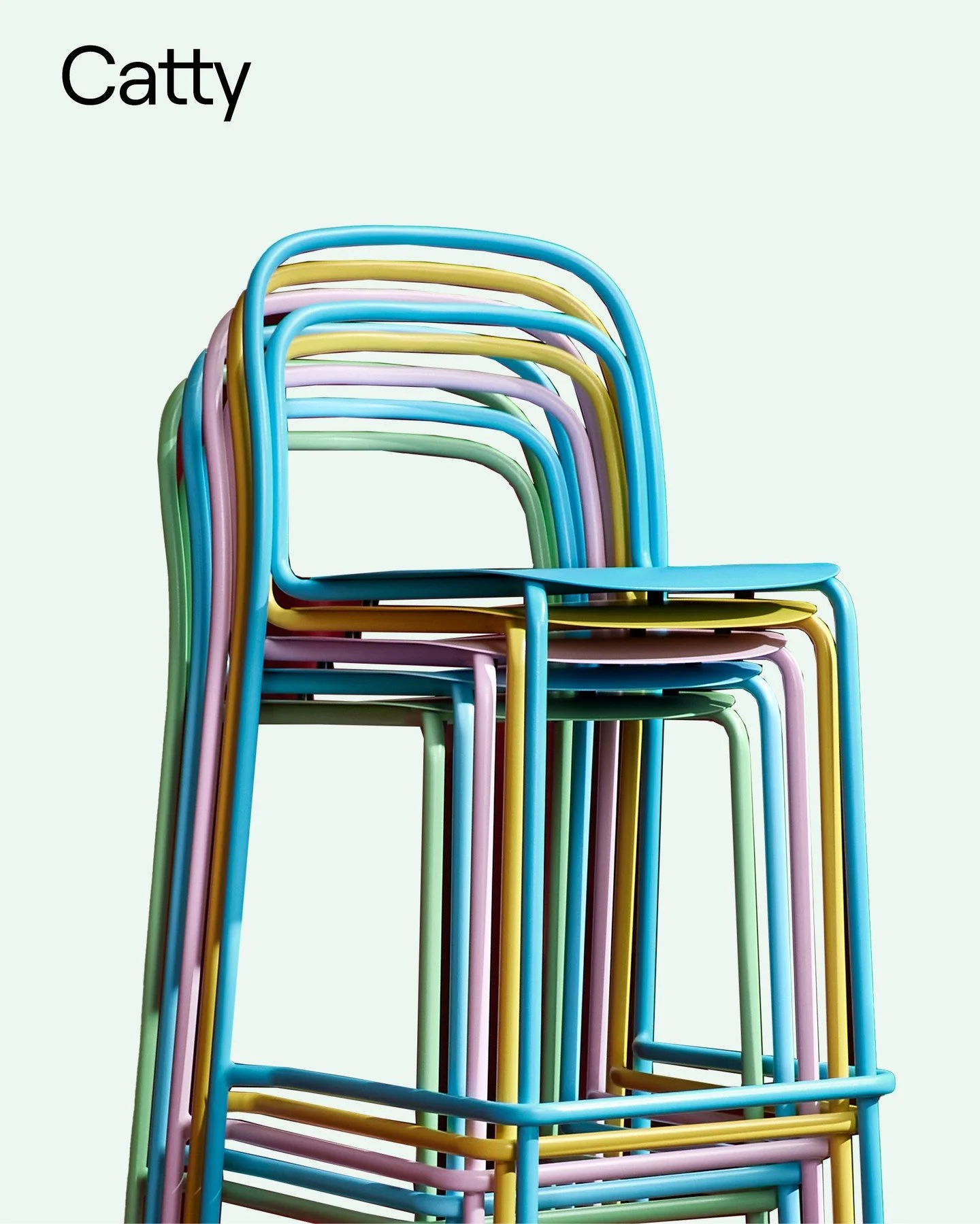 Stack, stow, repeat. Catty counter and bar stools can stack up to 6 on the floor or up to 8 on a dolly. And even stacked, Catty doesn&rsquo;t lose an ounce of elegance. This design is perfect for caf&eacute;s or compact spaces. Catty is easy to clear