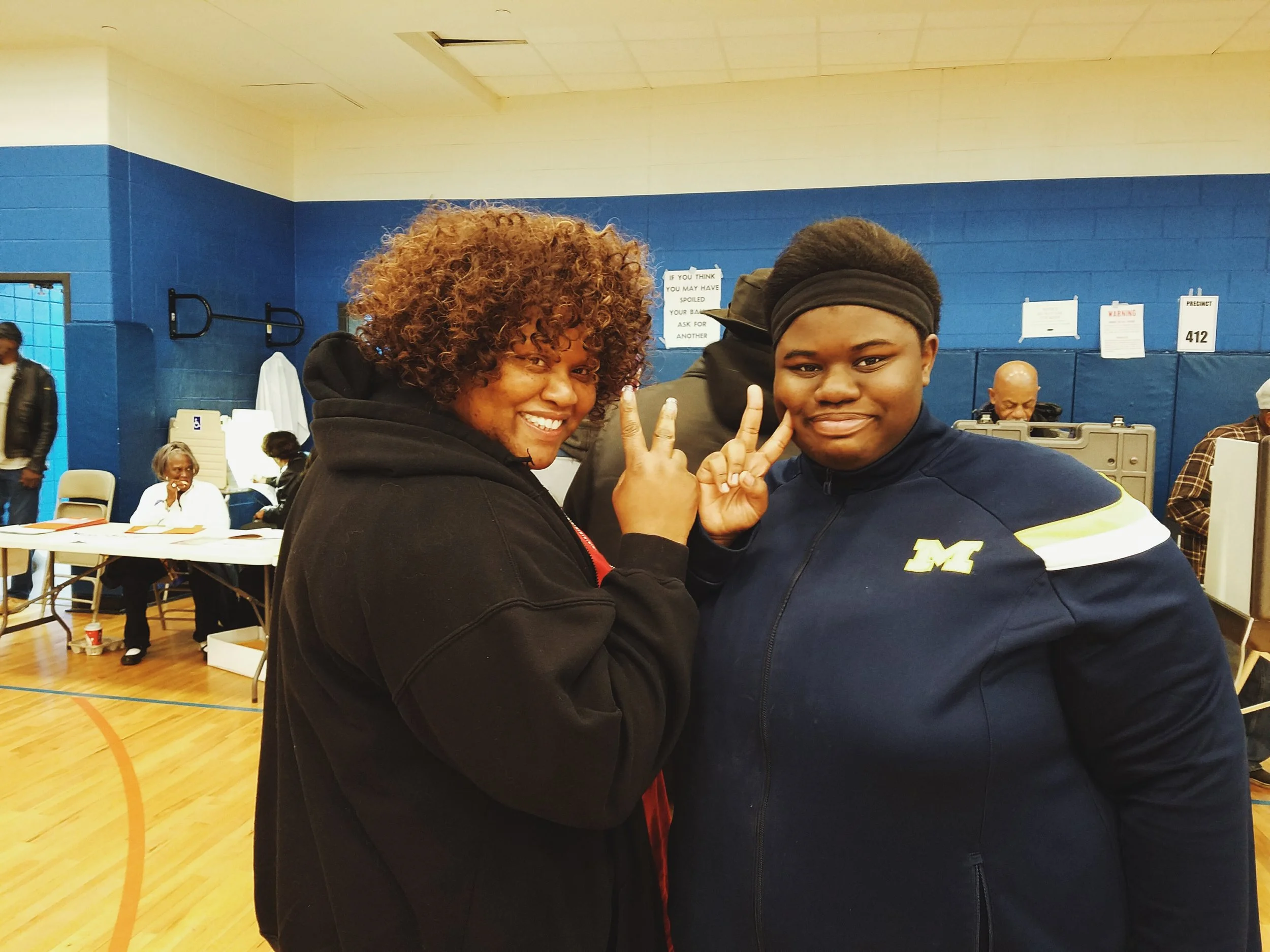 Our chapter President Andrea Hunter taking her youngest daughter/chapter member Cari to vote for the first time!