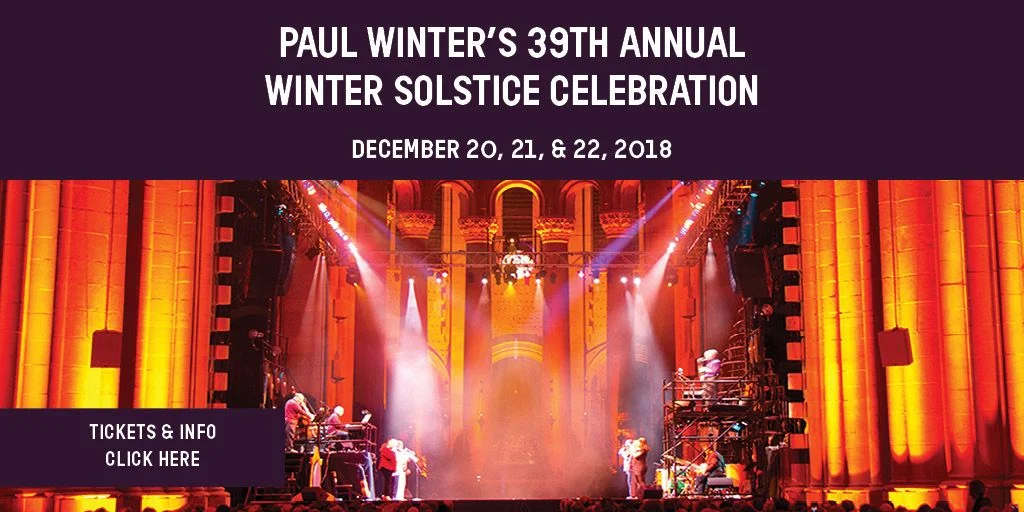 FOR ALL AND ANY IN NYC THIS HOLIDAY SEASON…A MUST SEE! Seven-time Grammy® winner Paul Winter has a body of work that chronicles his wide-ranging experiences in the musical traditions and natural environments of the Earth.The saxophonist, composer and bandleader founded Living Music as the recording context for his ensemble, the Paul Winter Consort, and his community of colleagues, which includes some of the world’s finest jazz, world, and classical musicians, along with notable voices from the great symphony of wildlife.