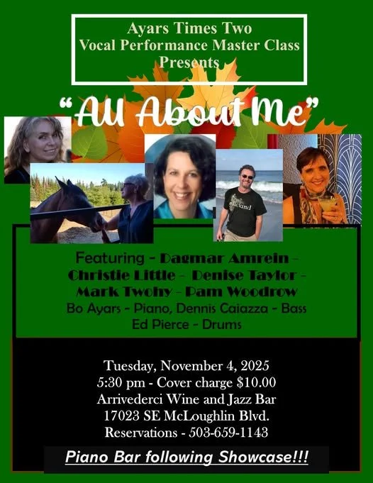 Ayars X's 2 "Singer Showcase" starting at 5:30, followed by Piano Bar with Bo Ayars.
