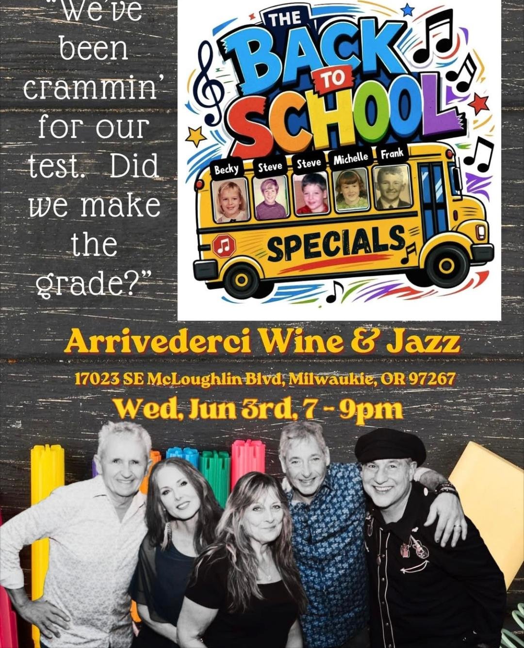 Back To School Specials featuring Michelle and Steve Kuepker, Becky Pershing, Steven Shroy and Frank Gruner  .  $10 Cover