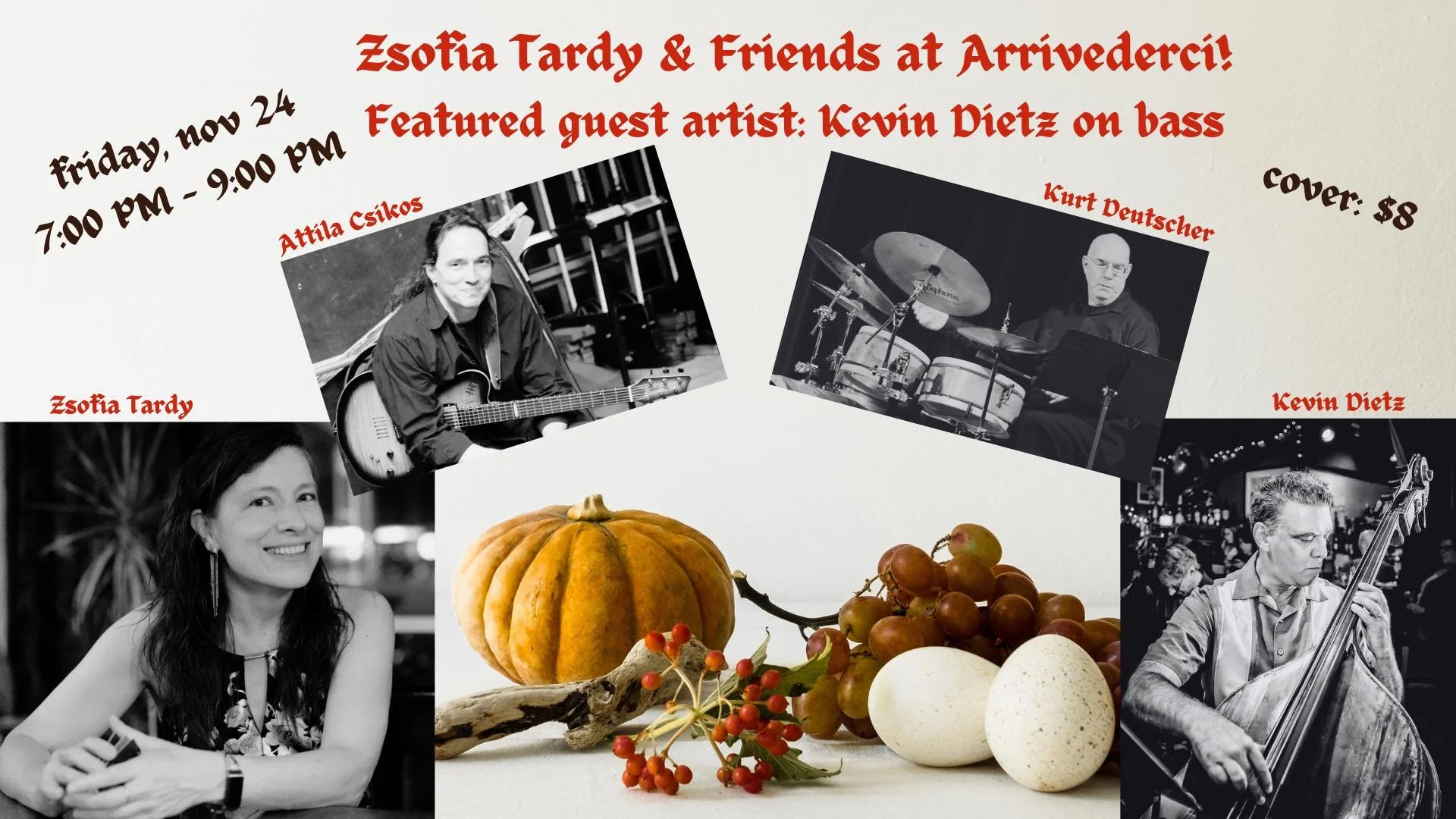 Zsofia Tardy - The Hunglish Project.  -  7-9pm  .  $10 Cover
