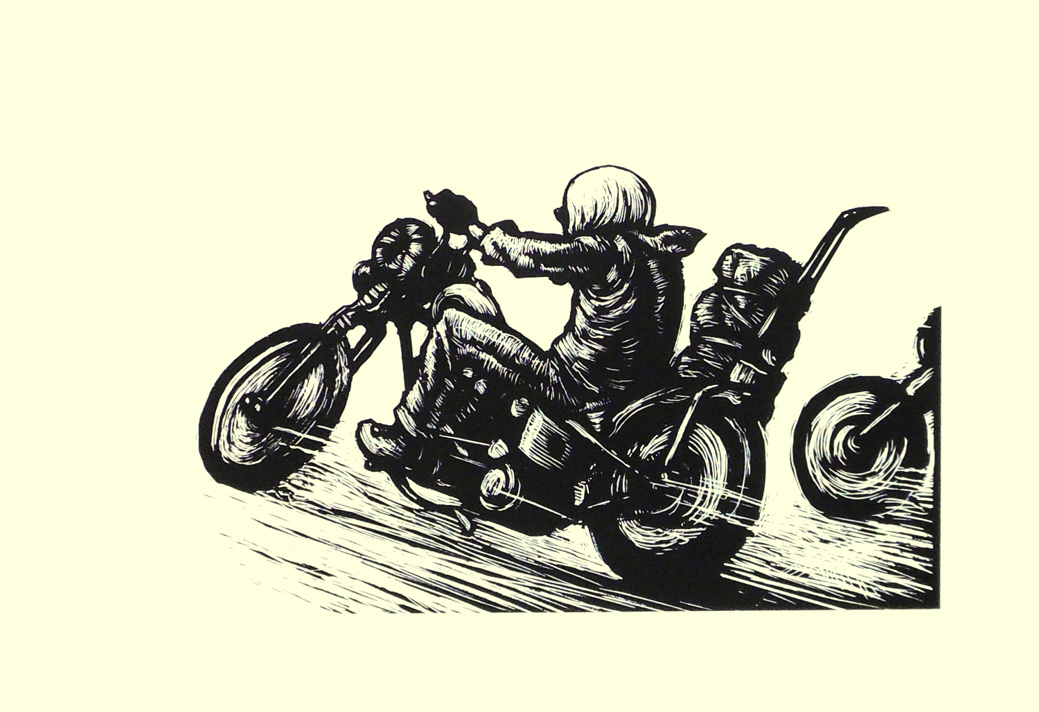 Road screenprint motorcycle