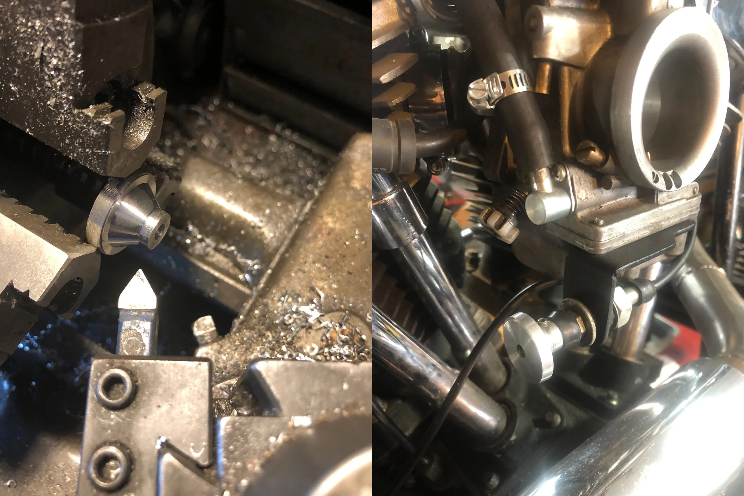  Machining the choke knob out of aluminum round stock. 