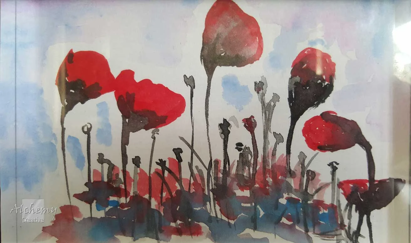 Poppies 1  2016 150mm x 100mm Support: Paper Matte: No matte Frame: Clear Plastic block
