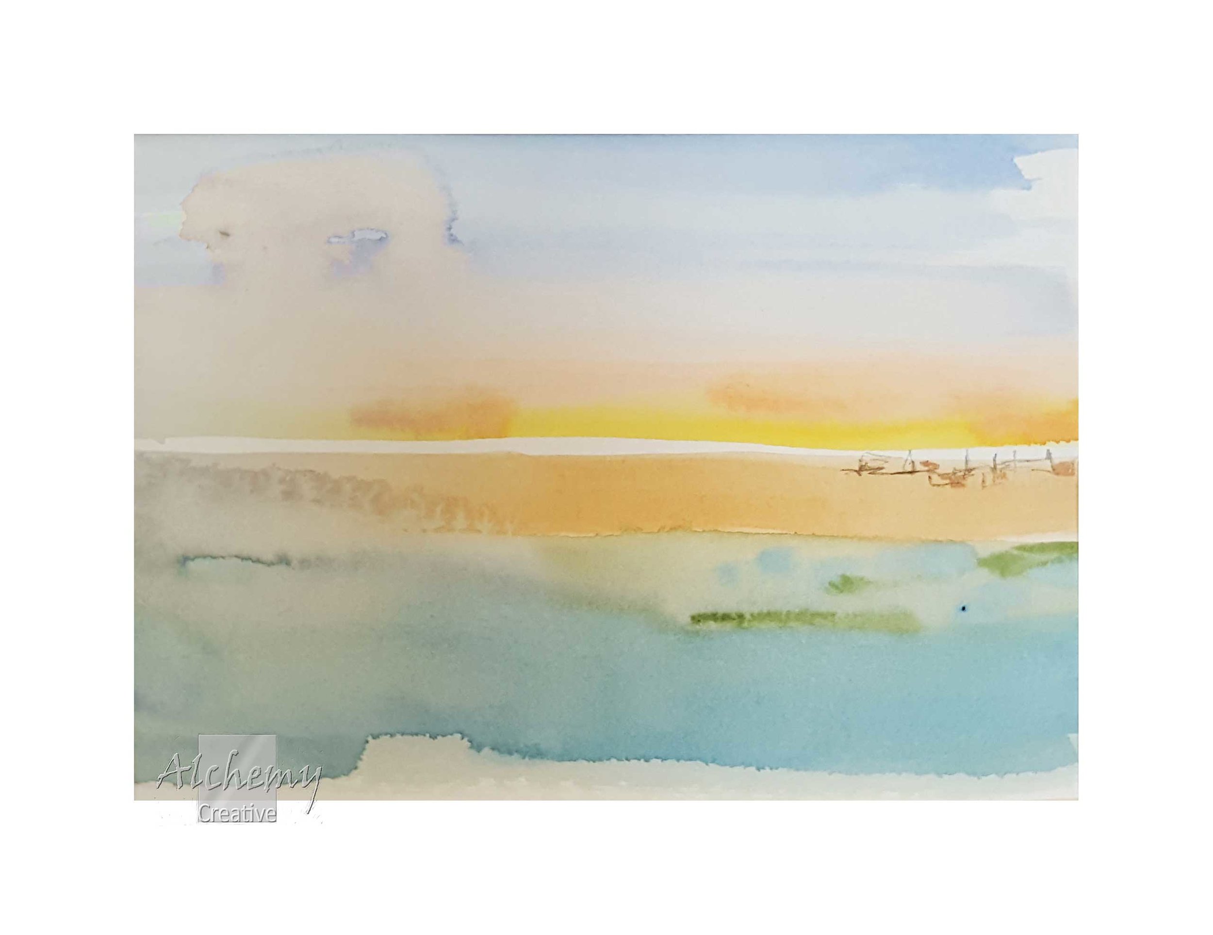 Sunrise Across Bay  2013 170mm x 115mm Support: Paper Matte; White, 254mm x 203mm Frame: Unframed