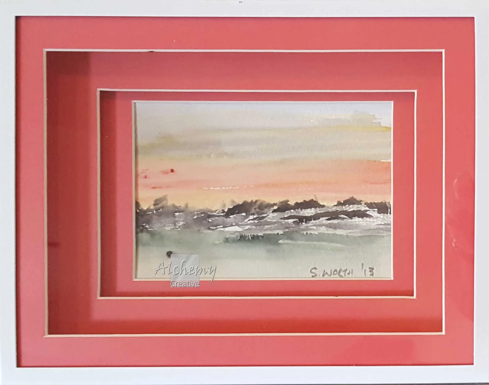 Wetlands  2013 120mm x 80mm Support: Paper Matte: Salmon, 3D, 205mm x 155mm Frame: White