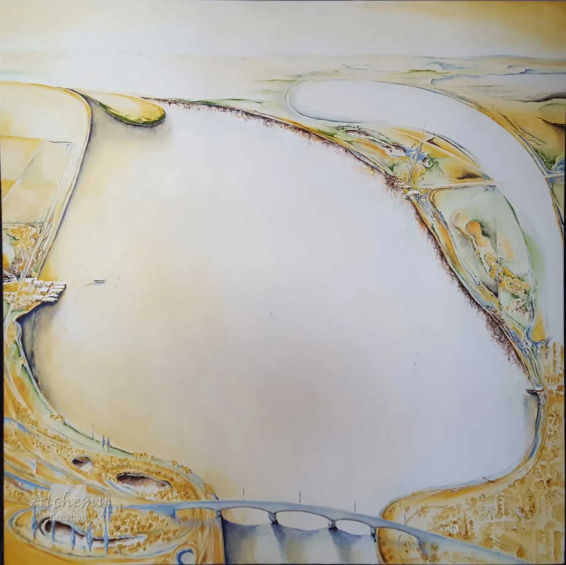 First Ferry of the Day  1997 1370mm x 1370mm Oil and acrylic on canvas