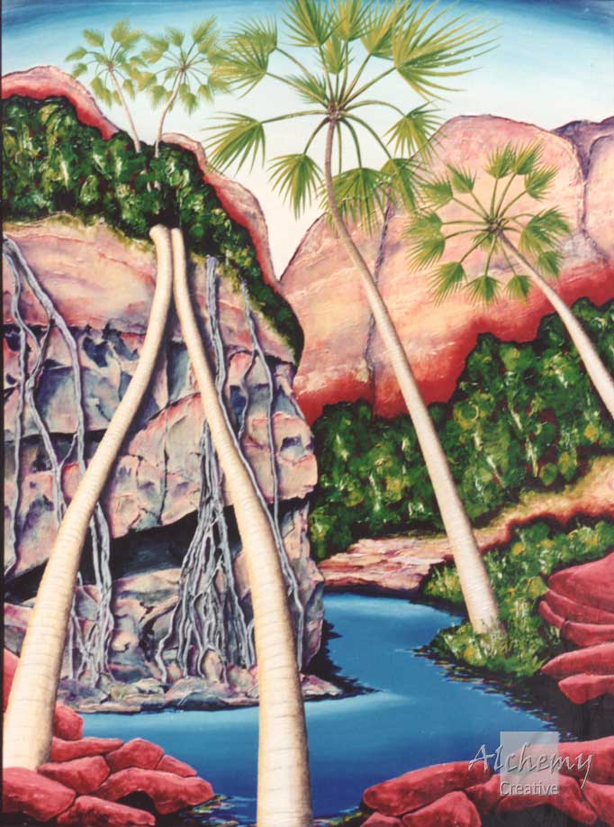 Kimberley Flora Series - Livistonia Palms  1992 900mm x 1200mm Oil and acrylic on hardboard