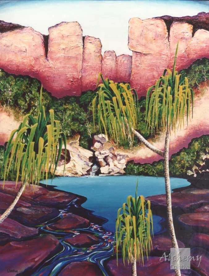 Kimberley Flora Series - Pandanus Palms  1992 900mm x 1200mm Oil, acrylic and paper on hardboard