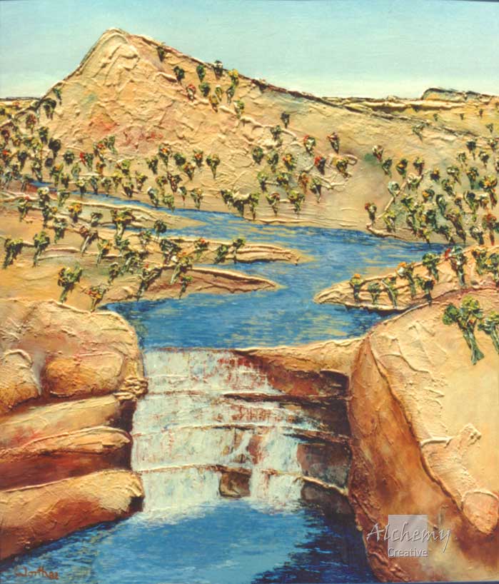 Kimberley Series - Bell's Gorge - Afternoon  1992 900mm x 1080mm Oil and acrylic on prepared hardboard