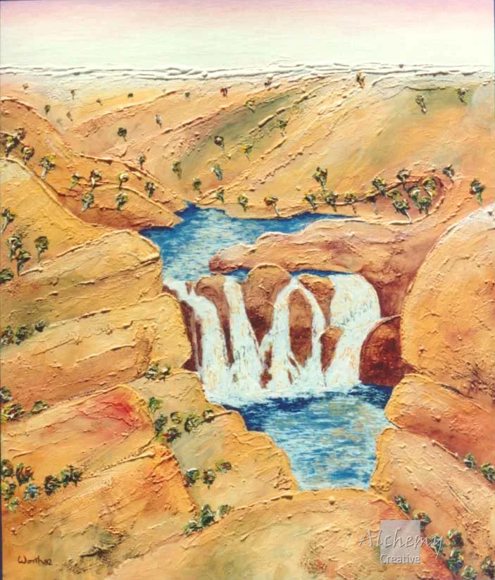 Kimberley Series - Lennard Gorge - Dawn  1992 900mm x 1080mm Oil and acrylic on prepared hardboard