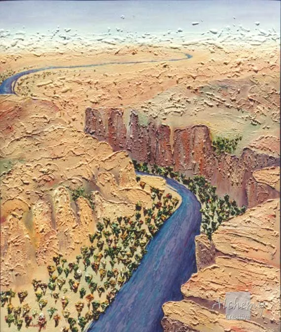 Kimberley Series - Windjana Gorge - Evening  1992 900mm x 1080mm Oil and acrylic on prepared hardboard