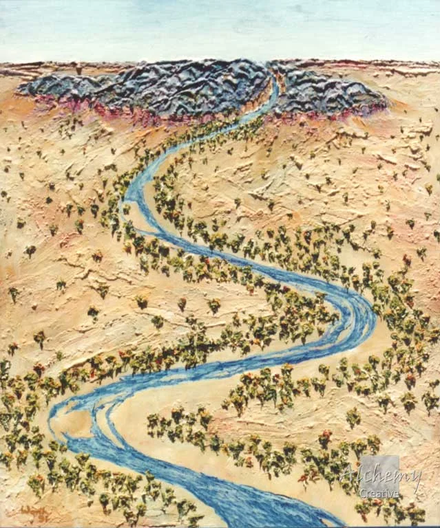 Kimberley Series - Lennard River - Noon  1992 900mm x 1080mm Oil and acrylic on prepared hardboard