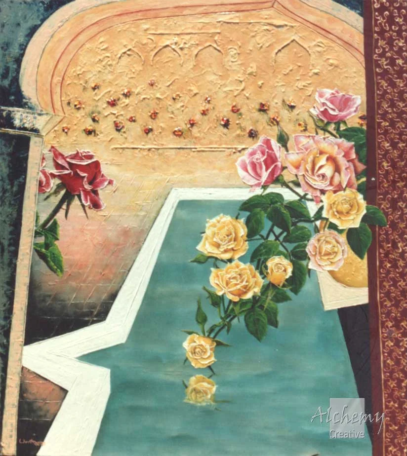 Roses - Unfaithfulness  1992 - 93 1200mm x 1350mm Oil, acrylic, string and polyurethane varnish on canvas