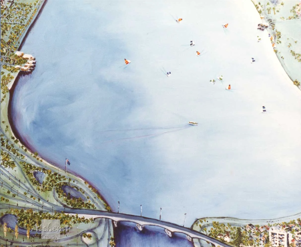 Springtime - Perth Water  1060mm x 910mm Oil and acrylic on canvas (L. Byrzki)