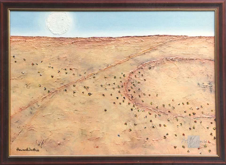Wolf Creek  1996 900mm x 600mm Oil and acrylic on prepared hardboard (R. Elliott)