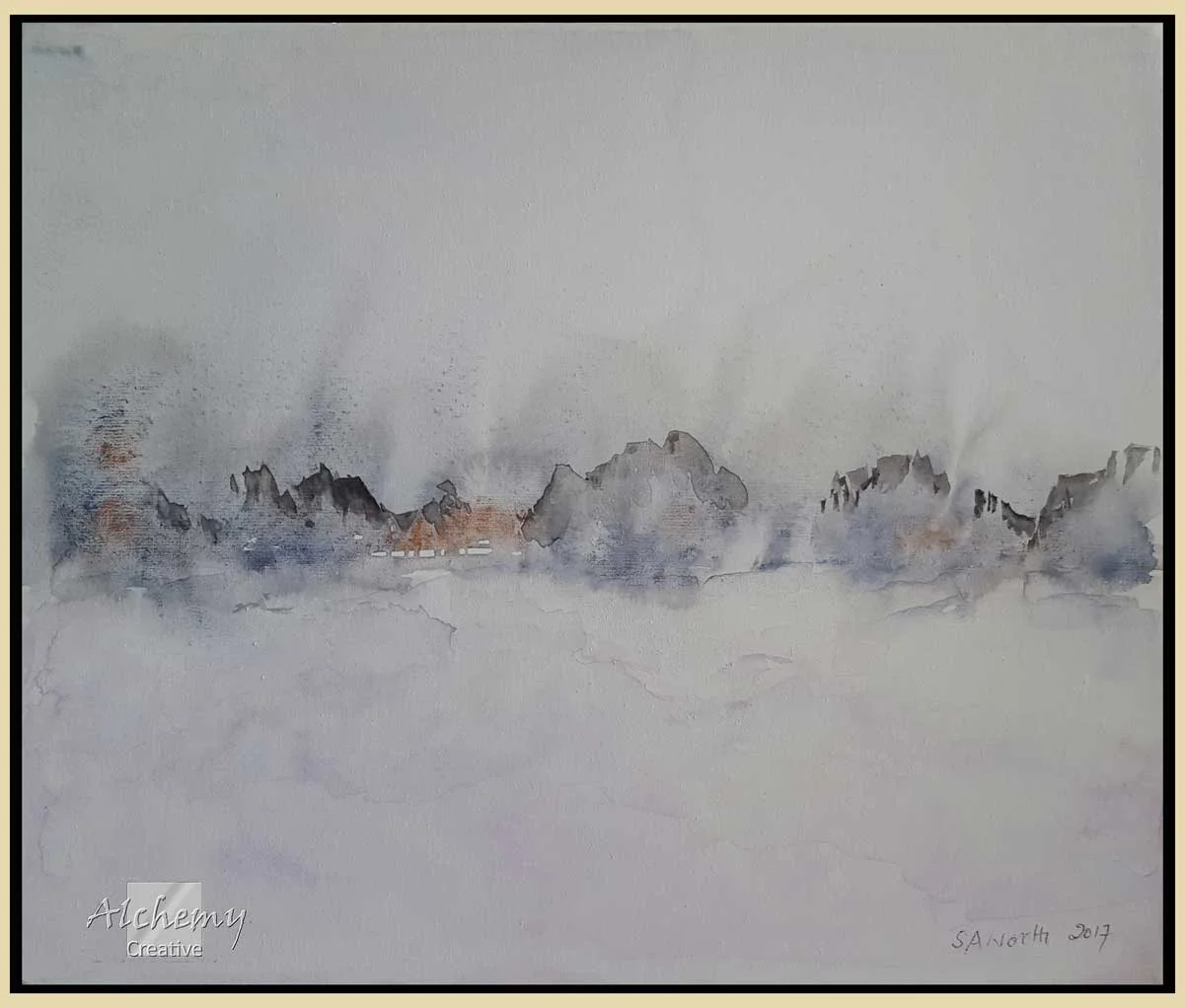 Across the Lake  2017 305mm x 250mm Support: Canvas Frame: Light Wood Shadow Frame 330mm x 275mm