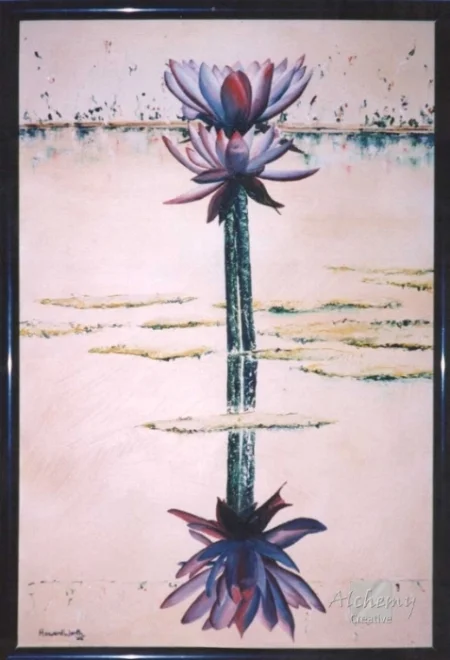 Waterlilly Reflection  1998 500mm x 750mm Oil and acrylic on canvas
