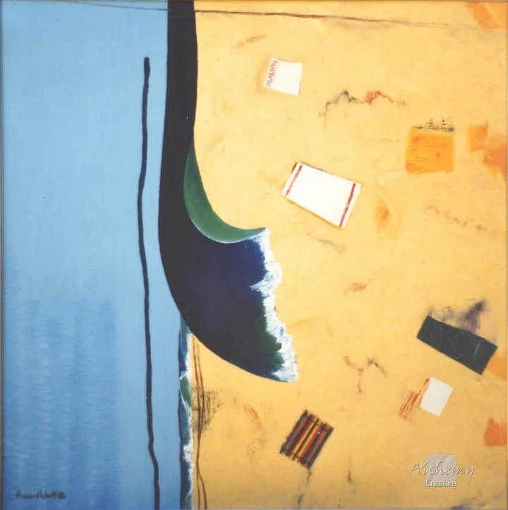 Malibu Beach Towels  1979, reworked 1995 900mm x 900mm Oil on canvas