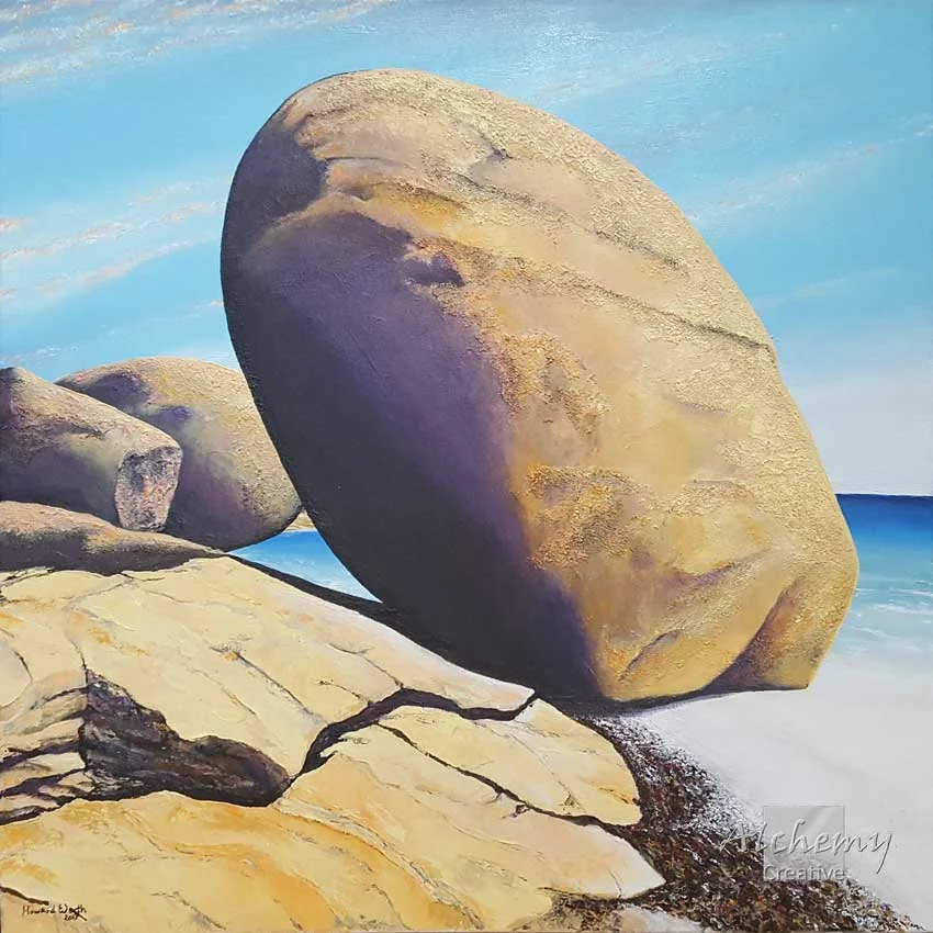 Lucky Bay 3: Potato Rock  2017 610mm x 610mm Oil, acrylic and applied textures on canvas