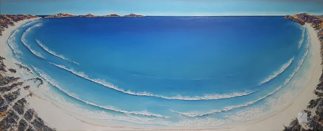 Lucky Bay 2: Panorama  2017 1520mm x 610mm Acrylic and applied textures on canvas