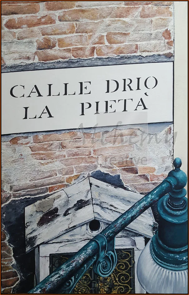 Venice: View from a Hotel Window, San Zaccharia  2018 610mm x 915mm Oil and acrylic with applied textures on canvas