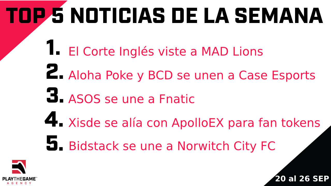 Play the Game presenta: Top 5 noticias de la semana (13-09/19-09)  (copia)