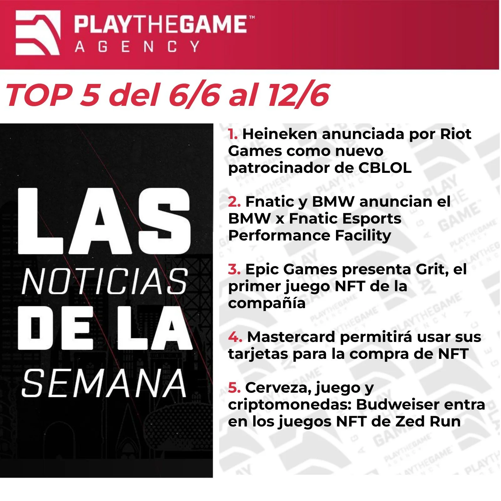 Play the Game presenta: Las noticias de la semana  (Top 5 del 6/6 - 12/6)