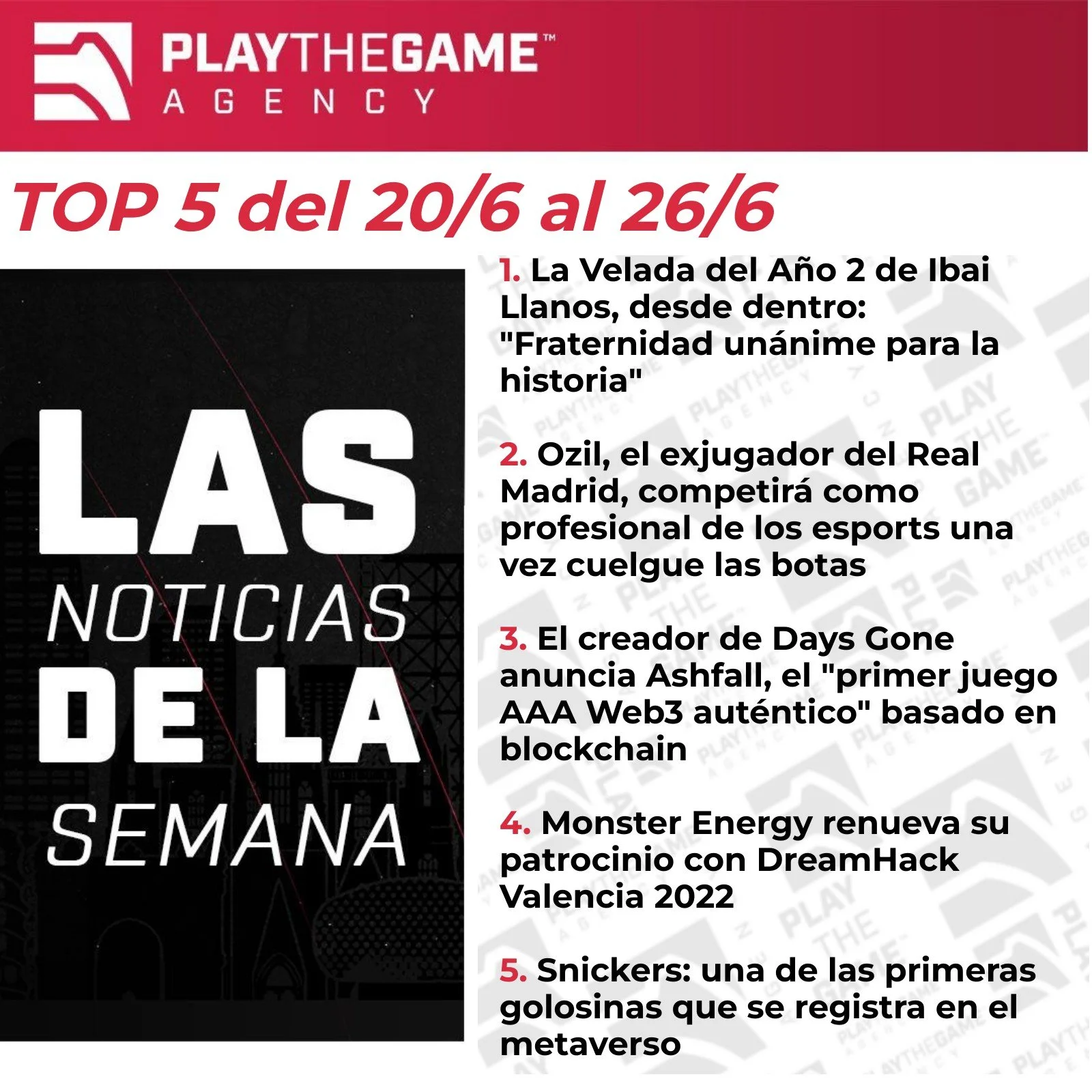 Play the Game presenta: Las noticias de la semana  (Top 5 del 20/6 - 26/6)