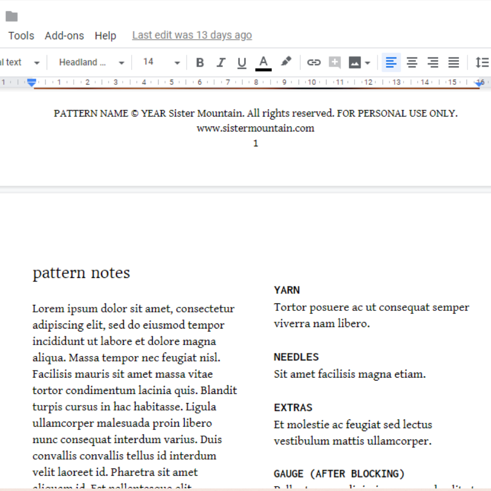 How To Lay Out A Knitting Pattern Pdf Using Google Docs