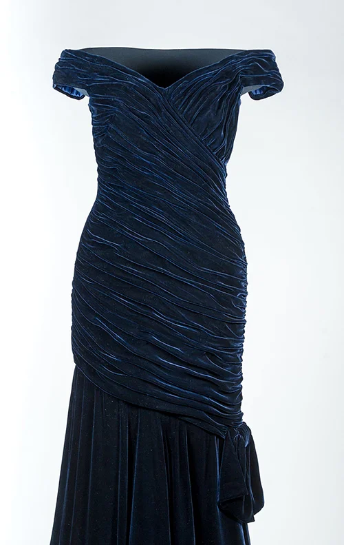 'Travolta' dress - ink blue velvet Victor Edelstein
