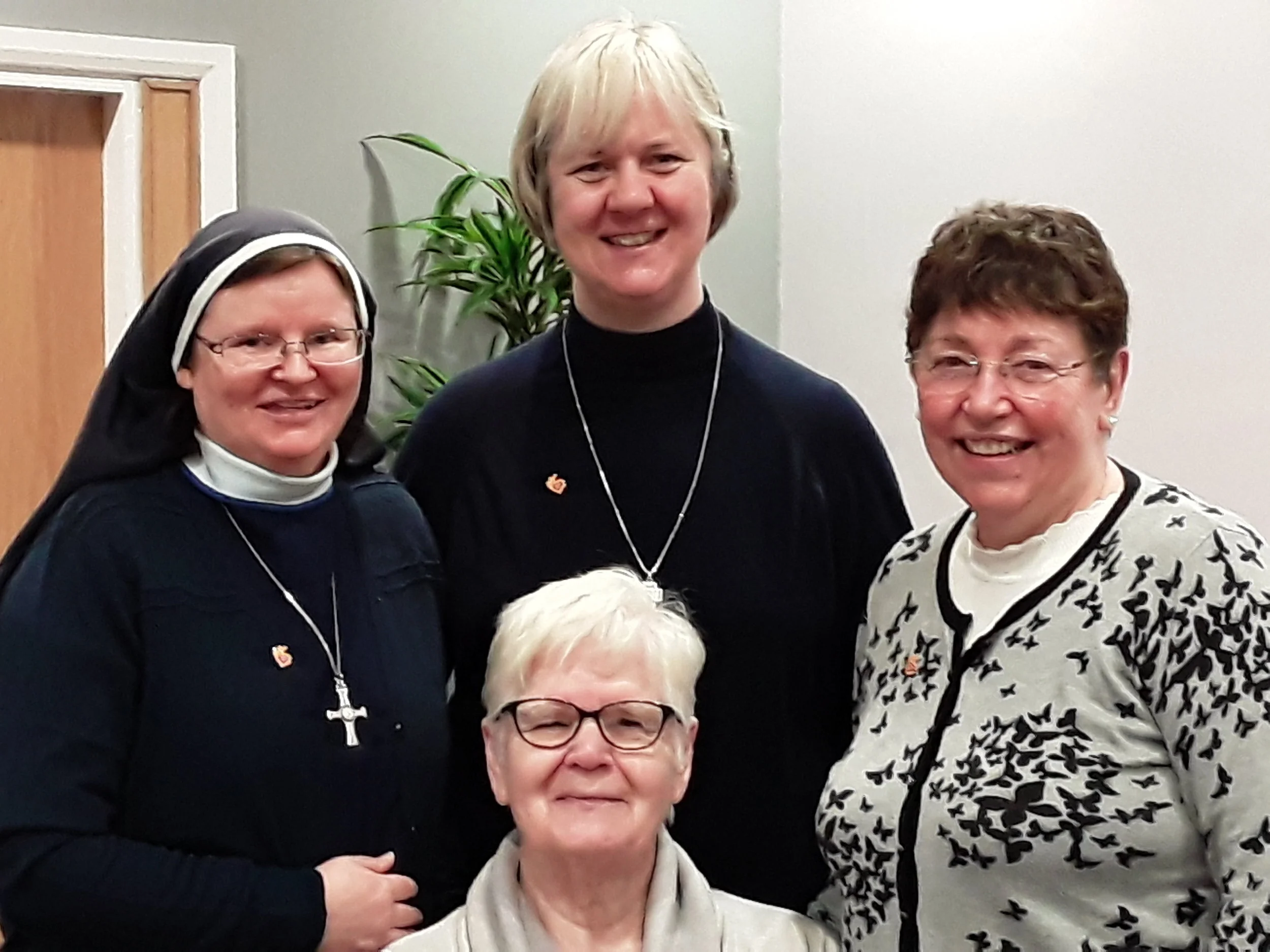 l to r: Sr Frances Kelly SN (Vocations Scotland), Sr Elaine Penrice FSP (National Office for Vocation England & Wales), Mrs Margaret Cartwright (Vocations Ireland). Front: Sr Margaret Taylor FMM (main speaker)