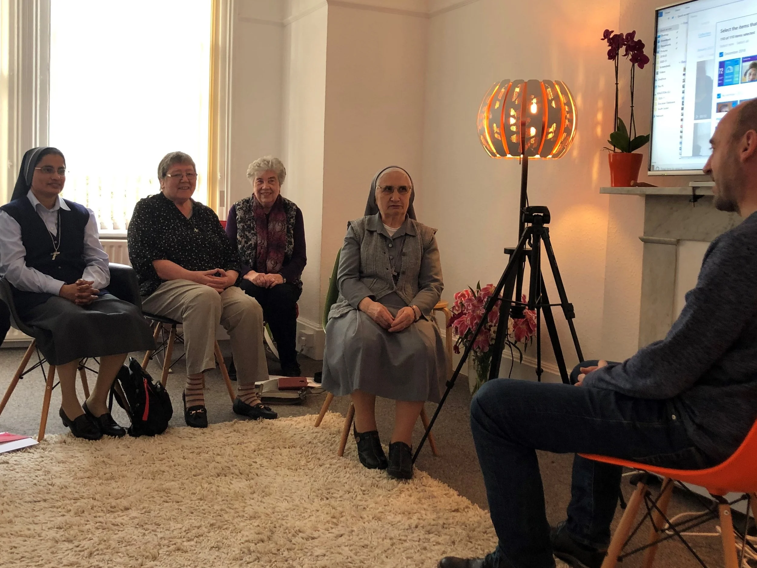 Sr Kathryn, 2nd from left, at media training in February