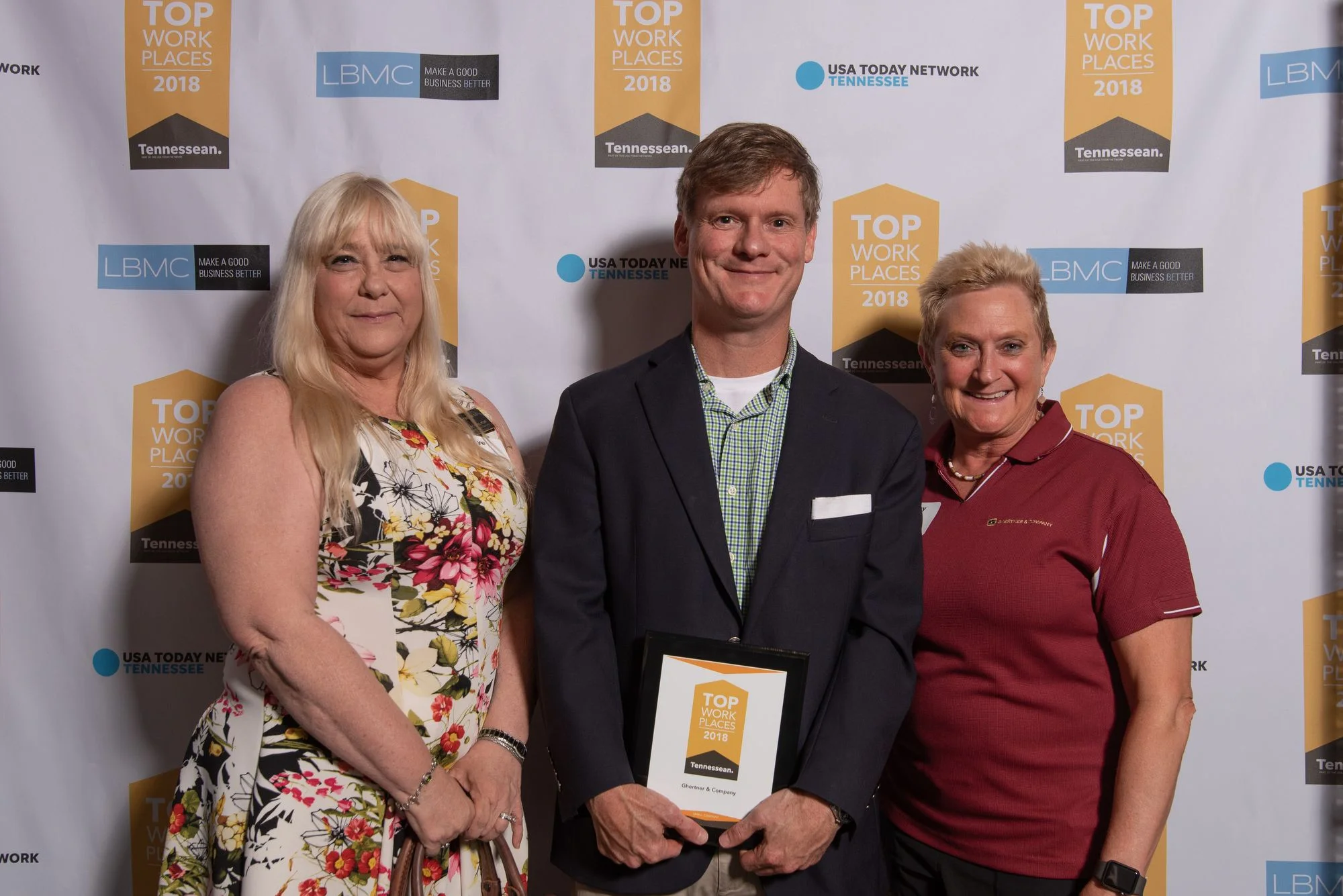 On hand to accept the award are Scott Ghertner, Co-President of Ghertner & Company along with Jaye Kloss, Director of Compliance and Training, and Stacy Adams, Director of Human Resources.