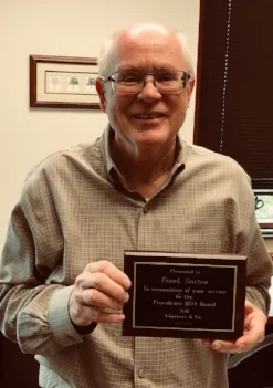  Frank Horton was recently recognized for his years of service to the Providence HOA by the board and Ghertner & Company.&nbsp; He is the Development Manager for CPS Land and has represented the developer on the Providence Board of Directors since the community was founded in 2004. &nbsp;His faithfulness and support through the years is greatly appreciated. 