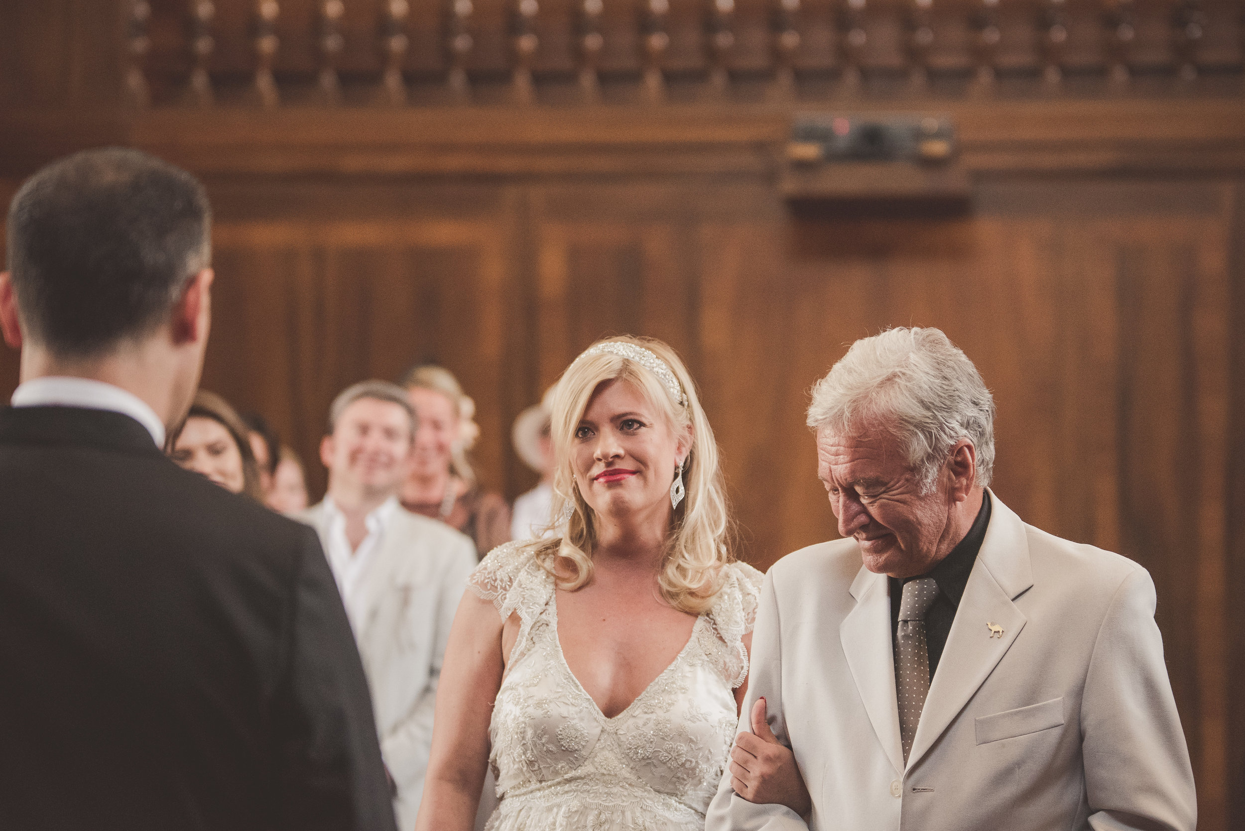 Bride walking down aisle