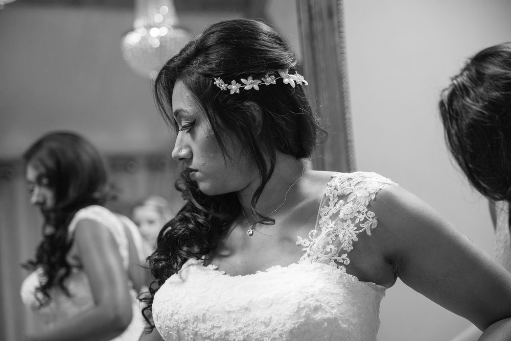 Bride getting ready at The Tythe barn