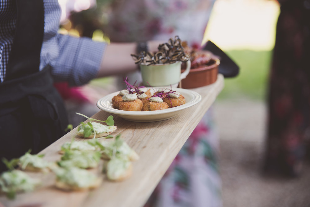 Canapés at Tythe Barn wedding